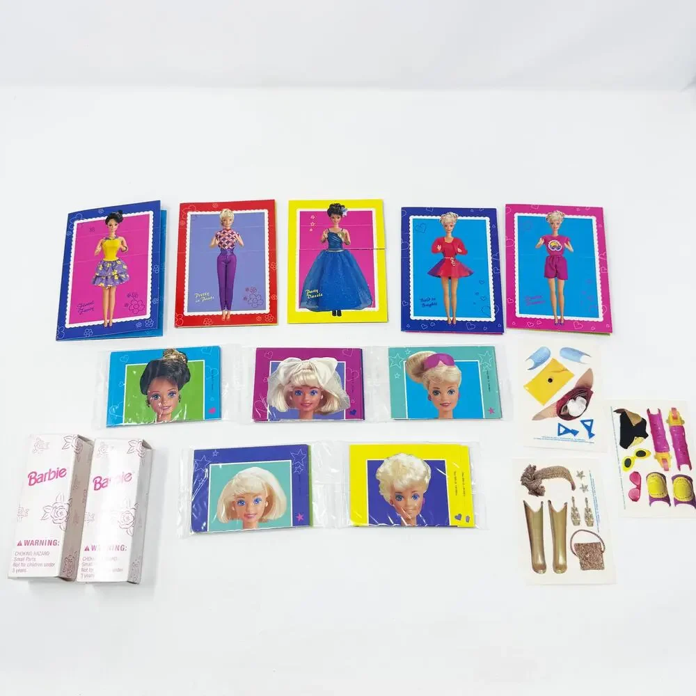NWOP Vintage 90s Barbie Bundle of Fashion Flips Cards and Stamps